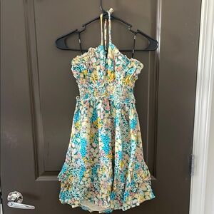 Forever 21 Blue and Yellow Halter Sundress